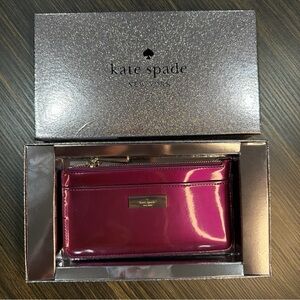 Kate Spade Patent Leather Slim Card Holder Dark Raspberry